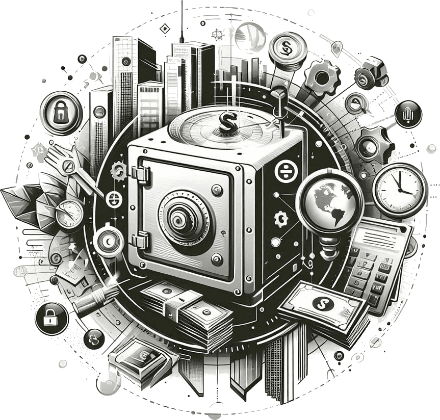Financial system vault illustration